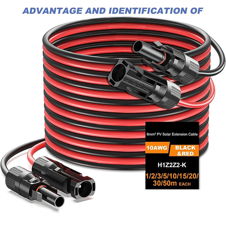 Bein grafin 10AWG sólarframlengingarsnúra 50Ft